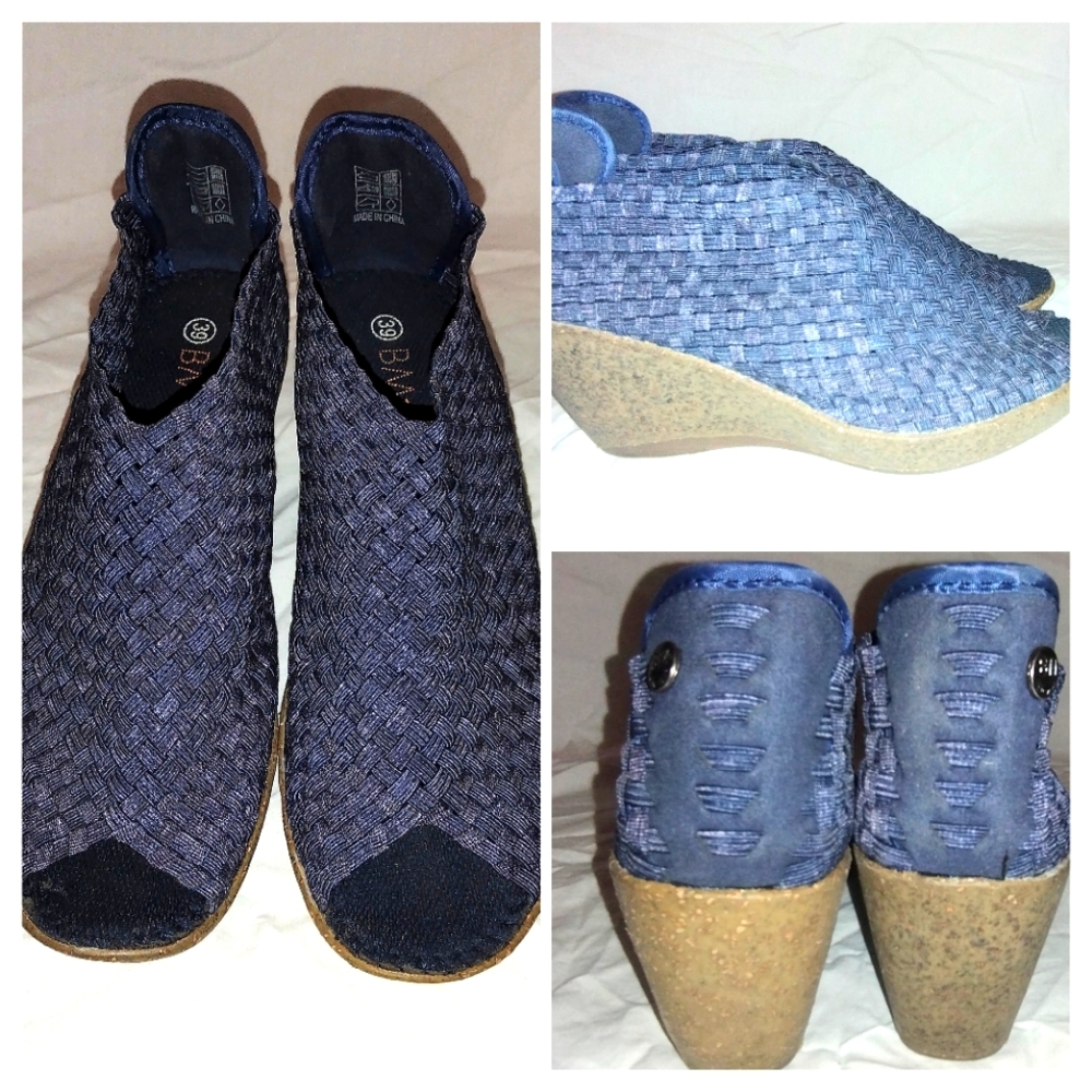 BM Bernie Mev Drake Blue Woven Wedge Size EUR 39/US 9